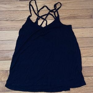 Hollister Black Cross Neck Design Tank Top